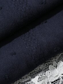 Dazy Plus 3件組度假風居家服套裝，紋理波點布料，大尺碼女款春夏白色睡衣套裝 - 藏蓝色 - 查看 6