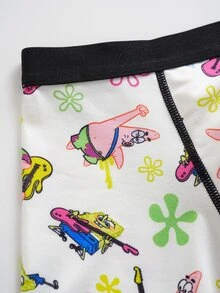 SpongeBob SquarePants | SHEIN 大童男孩卡通印花拼色休閒日常四角內褲 - 彩色 - 查看 5