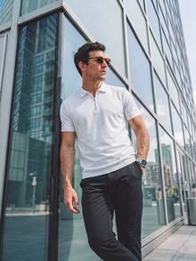 TekDrob Regular Polo With Front Half Zip - White - View 7