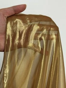 Maweii Plus Size Women's Sexy Metallic Split Hem Party Blouse - Gold - View 7