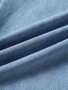 SHEIN Vintaside Kids 青少年女孩 Y2K 純色水洗寬鬆直筒牛仔褲，女孩返校街頭風，適合日常休閒，舒適柔軟，適合返校季、秋冬穿著 - 淺色水洗藍 - 查看 5