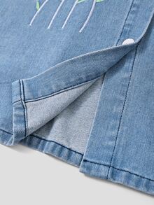 GlowEve 女款花卉刺繡圖案休閒百搭日常穿著牛仔上衣 - 藍色 - 查看 3