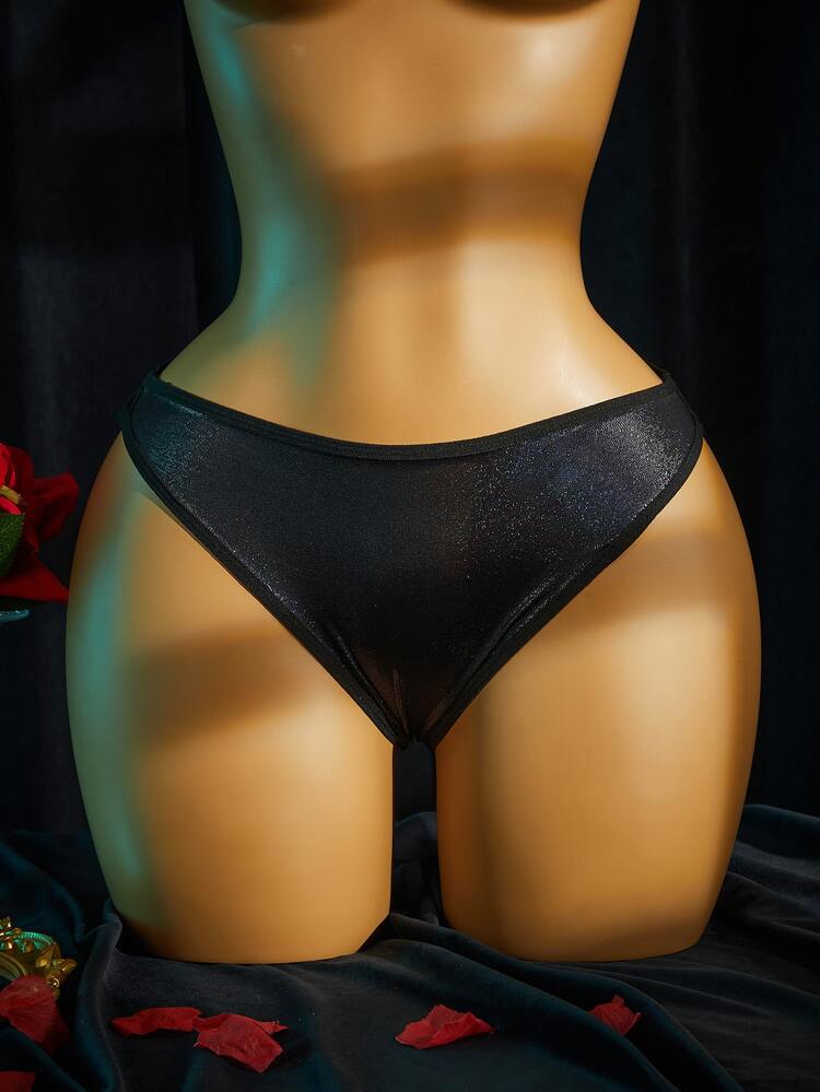SpicyHot 1 chiếc quần lót nữ sexy màu đen đính nơ, nội y ren quyến rũ cho người lớn, phù hợp tuần trăng mật, nóng bỏng, hẹn hò đêm, bộ nội y sexy, outfit sexy - màu đen - Xem 2