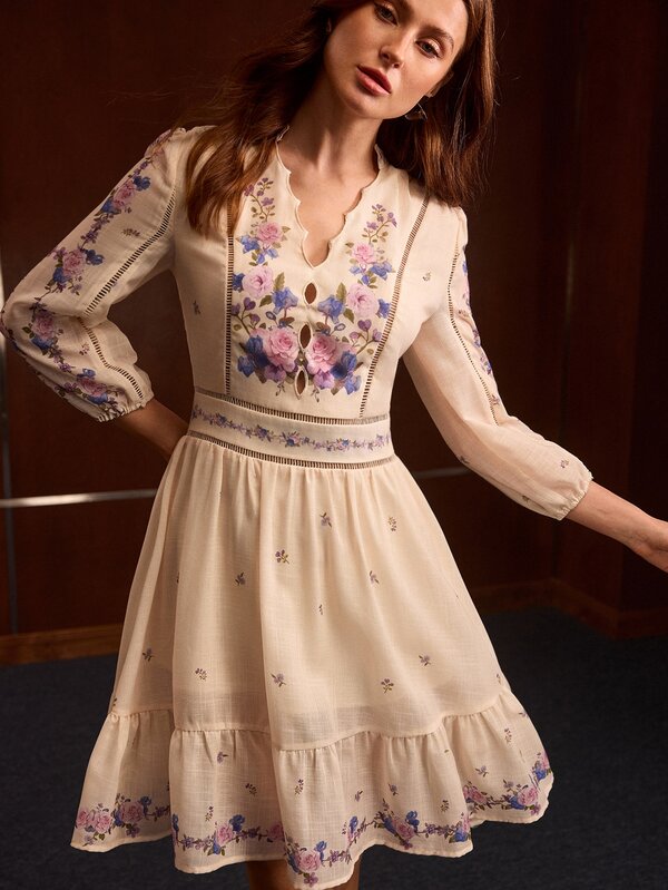 MOTF PREMIUM ELEGANT PRINTED SHORT DRESS FOR WOMEN
