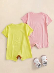 SpongeBob SquarePants | SHEIN Young Girl Cartoon Print Romper - Multicolor - View 2