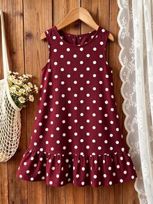 Emery Rose Kids Emery Rose Kids 女童圓領波點印花拼接洋裝 - 彩色 - 查看 4