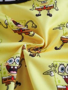 SpongeBob SquarePants | SHEIN 男士字母腰帶卡通印花休閒三角內褲 - 黃色 - 查看 6