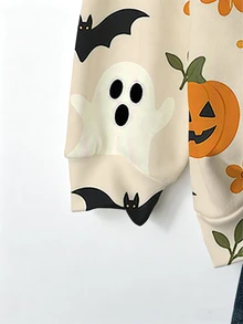 EMERY ROSE Sweatshirt Kasual Ukuran Besar Motif dan Kelelawar Halloween - MultiWarna - View 5