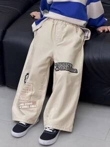 Transformers Evergreen X DAZY Young Boy Casual Daily Denim Jeans With Pocket And Letter Pattern - Khaki - View 7