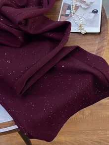 Franclia 星空銀色彈性腰寬腿休閒長褲 - 玫紅色 - 查看 5