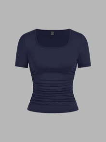 SHEIN EZwear 4件裝休閒極簡純色女款短袖T恤 - 彩色 - 查看 9