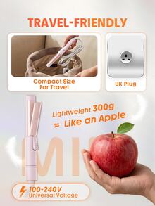 SHEGLAM HAIR It-Curl Hair Curler,24 Mm/0.94-Inch Mini Ceramic Curling Iron,60S Rapid Heating & PTC Uniform Heating,Left/Right Rotation Control,Styles Long & Short Waves,Adds Texture & Volume,Universal Voltage Suitable For Short,Medium & Long Hair - Pink - View 3