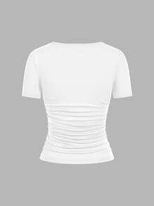 SHEIN EZwear 4件裝休閒極簡純色女款短袖T恤 - 彩色 - 查看 8