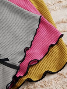 Softscene 女款蝴蝶結裝飾細肩帶上衣與短褲居家服套裝 - 彩色 - 查看 4
