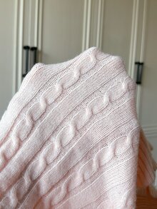 Autumina French Gentle Style Pale Pink Twisted Rope Wrap V-Neck High Waist Cropped Sweater For Women - Pink - View 7