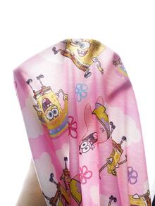 SpongeBob SquarePants | SHEIN Young Girl Rainbow Print Round Neck Short Sleeve Dress - Multicolor - View 8