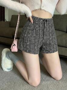 DAZY Women's Autumn Versatile Elegant Button Business Shorts - Black - View 5