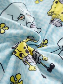 SpongeBob SquarePants | SHEIN Quần boxer nam cạp chun in họa tiết hoạt hình phong cách thường ngày - màu đen - Xem 7