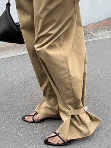 FRIFUL Women's Solid Color Round Neck Short Sleeve Zipper Front Casual Jumpsuit Fall - Brown - View 5