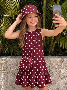 Emery Rose Kids Emery Rose Kids 女童圓領波點印花拼接洋裝 - 彩色 - 查看 3