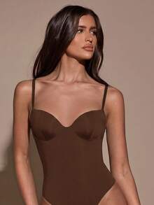 SHEIN BAE Women's Summer Elegant Sexy Spaghetti Strap Camisole - Brown - View 3