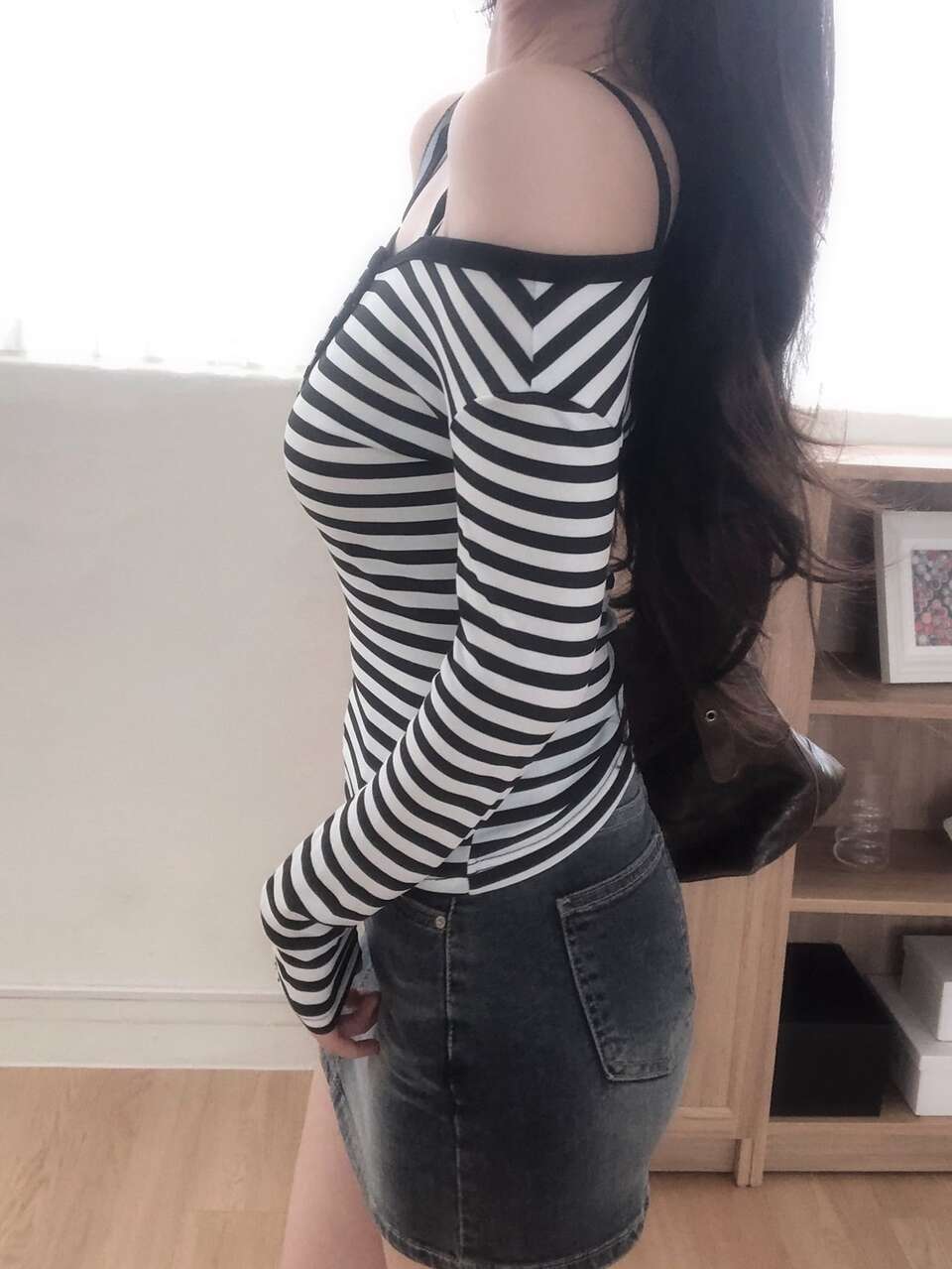 Women's Striped Korean Style Long Sleeve Spring/Autumn T-Shirt