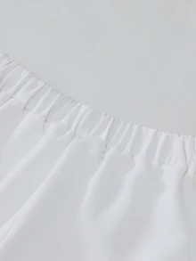 SHEIN Franclia New Winter-Spring Women's Two Pieces Set, Strapless Top Paired With Long Pants, White Suit, Elegant Women's Outfit, Suitable For Commuting And Business - White - View 5