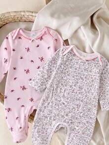 Newborn Baby All-Over Print Casual Daily Home Wear Jumpsuit - Multicolor - View 4