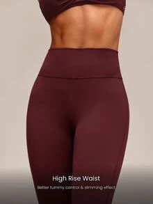 GLOWMODE 31" FeatherFit™ High-Rise Flared Leggings Pants Low Impact Yoga Pilates Daily Spring Summer - Burgundy - View 3