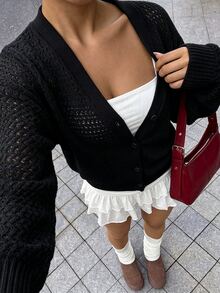 Autumina Women's Solid Color Casual Versatile Daily Cardigan - Black - View 7