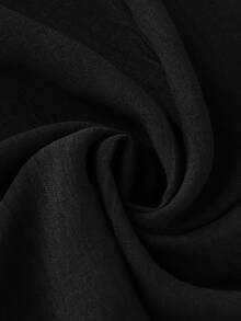 SHEIN LUNE Women's Black Long Sleeve Button Decor Dress Vacation Autumn Casual Basic - Black - View 4