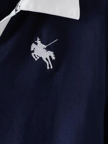 SHEIN 青少年女孩拼色領口T恤與長褲套裝 - 彩色 - 查看 6