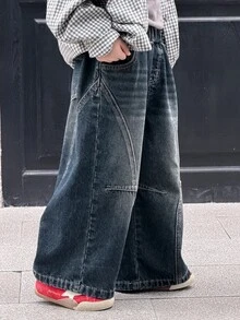 Dazy Kids Young Boy Casual Washed Wide Leg Denim Jeans Fall - Blue - View 9