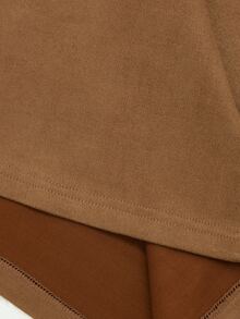 SHEIN Holidaya Autumn Suede Brown Vest Dress - Brown - View 8