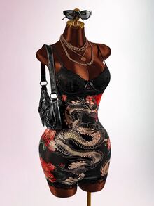 Amplova Women's Sexy Street Lace Cup Design Mini Dress - Black - View 4
