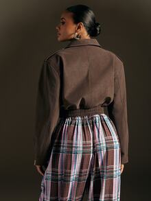 Hauture Women's Street Fashion Long Sleeve Zip-Up Jacket - Brown - View 2
