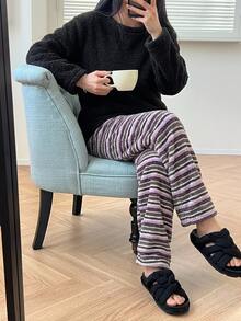 DAZY Women's Winter Warm Pajama Set With Top And Pants Fall - Black - View 5