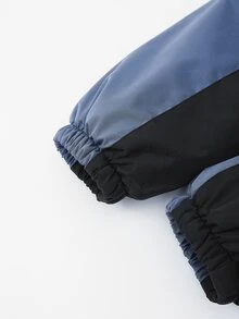 PAVTROS Men's Colorblock Casual Streetwear Versatile Winter Padded Coat Vacation Hiking Blue Checkered - Blue - View 5