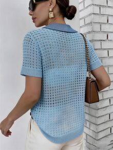 EMERY ROSE Women's Colorblock Casual Versatile Daily Wear Knit Top - Baby Blue - View 2