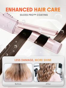 SHEGLAM HAIR It-Curl Hair Curler,24 Mm/0.94-Inch Mini Ceramic Curling Iron,60S Rapid Heating & PTC Uniform Heating,Left/Right Rotation Control,Styles Long & Short Waves,Adds Texture & Volume,Universal Voltage Suitable For Short,Medium & Long Hair - Pink - View 4