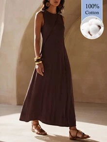 Zivah Women's Solid Color Casual Party Dress - Brown - View 1