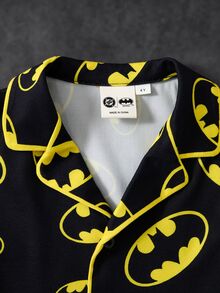 BATMAN X SHEIN Young Boy Bat Print Top & Pants Loungewear - Black - View 3