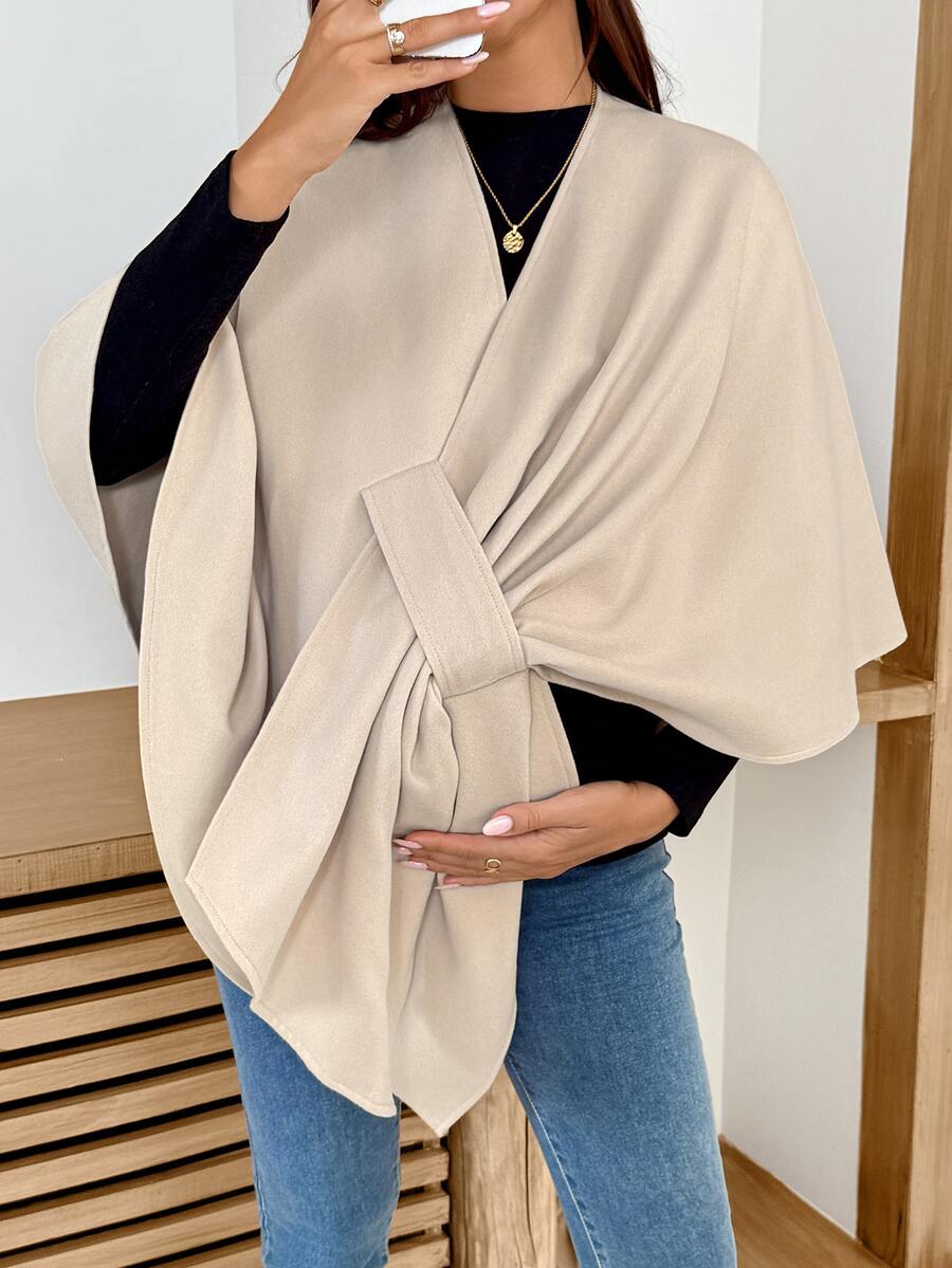 SHEIN Maternity Solid Color Casual Elegant Smart Versatile Daily Wear Party Going Out Pregnant Long Sleeve Jacket Cream Summer - Khaki - View 1