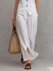 SHEIN Women's Casual Commuter Vest & Long Pants 2 Pieces Set - White - View 5