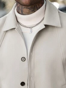 Manfinity Homme Men's Casual Fashion Loose Long Sleeve Woolen Jacket, Essential For Outings, Perfect Gift For Family And Friends - Apricot - View 6