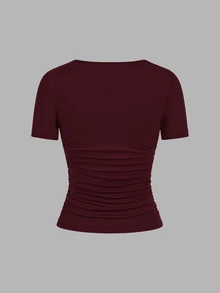 SHEIN EZwear 4件裝休閒極簡純色女款短袖T恤 - 彩色 - 查看 14