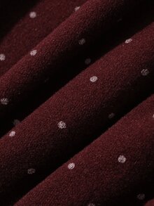 DAZY Spring/Summer Black Polka Dot Outdoor Raglan Sleeve Slim Fit Waist-Cinching Sports Jacket - Burgundy - View 6