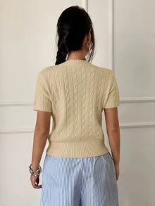 SHEIN Unity Women's Knight Graphic Casual Daily Knit Top - Khaki - View 2