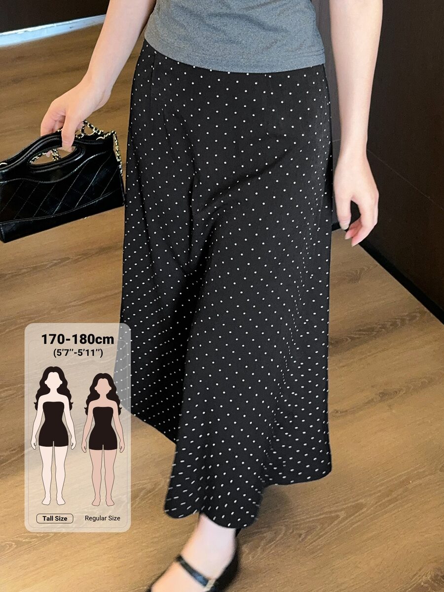 Dazy Tall Women's Polka Dot Elegant Long Skirt Fall - Black - View 1