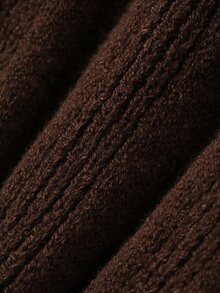 DAZY Women's Round Neck Frill Trim Casual Brown Sweater Fall - Brown - View 7